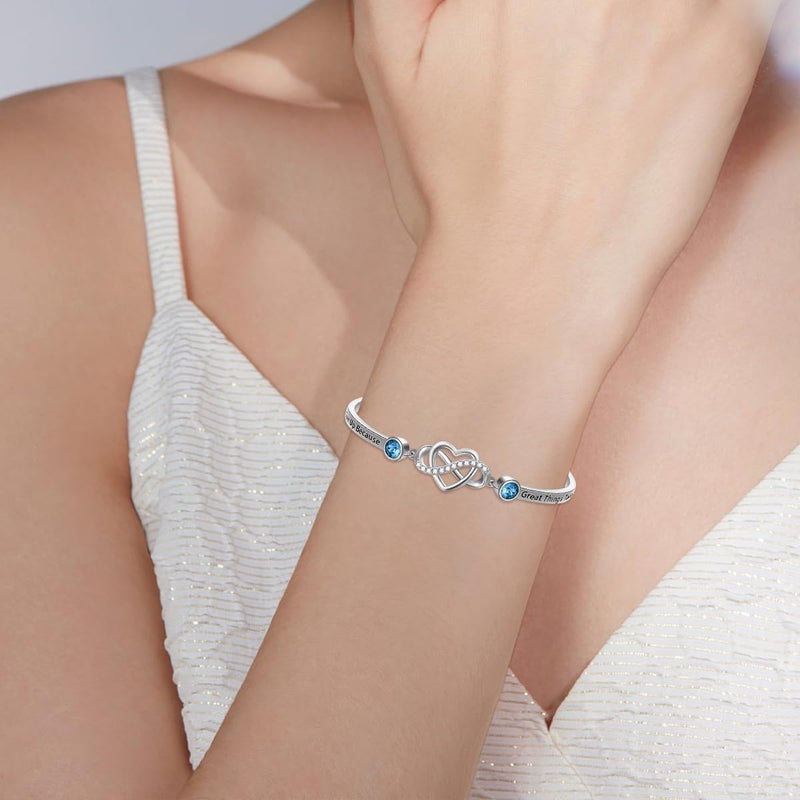 AOBOCO 925 Sterling Silver Adjustable Infinity Heart Bangle Bracelet for Sister Best Friend Daughter Mom Grandma Granddaughter Daughter in Law Godmother Goddaughter Stepmom Stepdaughter - Image 5